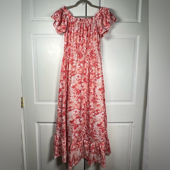 Off The Shoulder Short Sleeve High Low Hemline Front Faux Buttons Size Medium - Picture 7 of 9